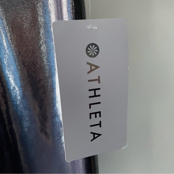 Athleta Elation Shine Tight Compression Legging Pant Silver Ombre Size Large NWT - Picture 4 of 7